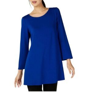 Eileen Fisher Long Sleeve Blue Tunic Blouse Casual  Sz small